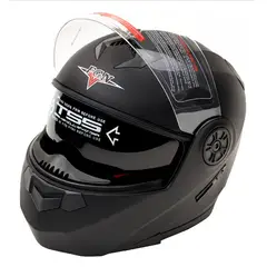 GENERICO - Casco Abatible Con Lente Y Gafas Polarizadas Negro Y Rosado