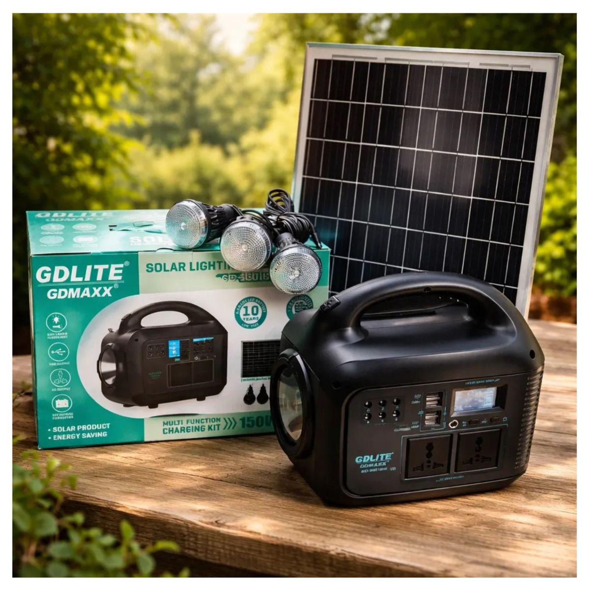 GENERICO - Kit De Generador Solar Portátil Con Linterna Led 3 Bombillas