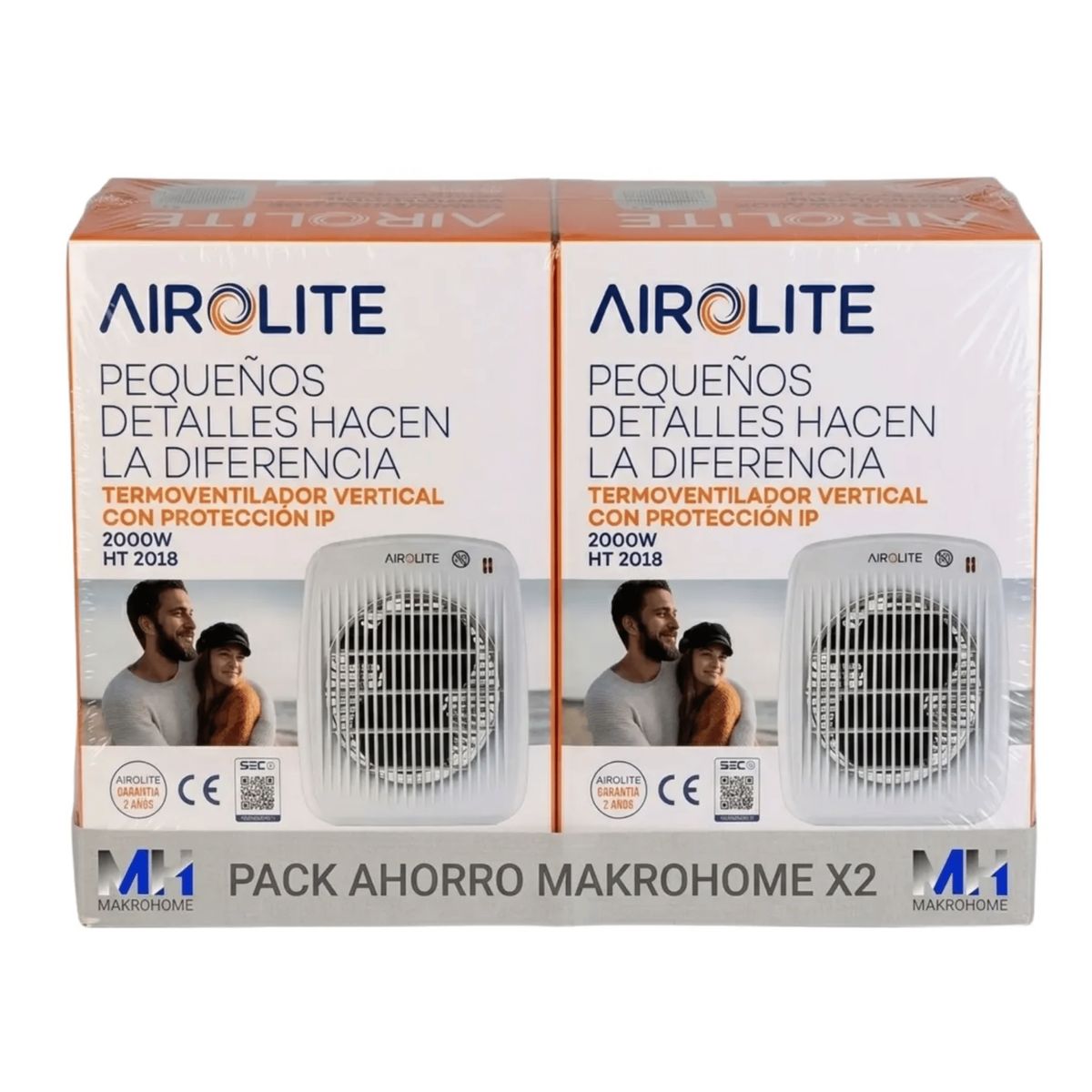 AIROLITE - Pack X2 Termoventilador Airolite 2000w Compacto Y Seguro