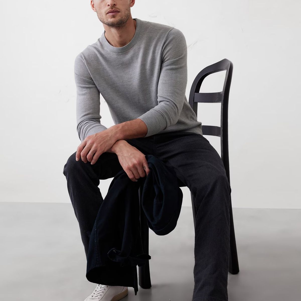 BANANA REPUBLIC - Sweater Hombre Banana Republic Lightweight Merino Crew Gris