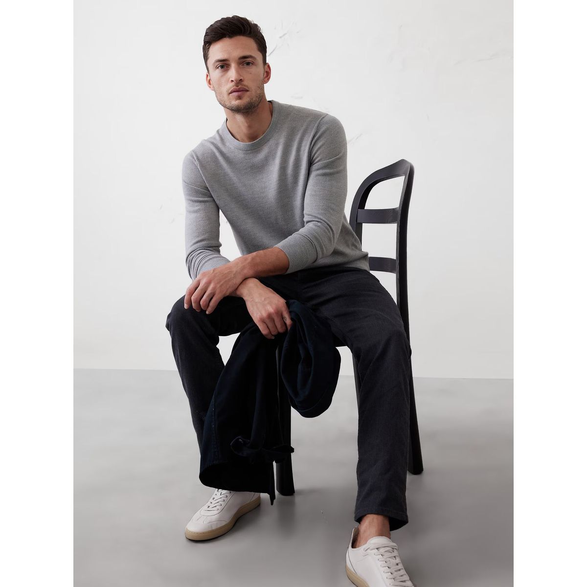 BANANA REPUBLIC - Sweater Hombre Banana Republic Lightweight Merino Crew Gris