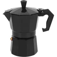 GENERICO - Cafetera Italiana Aluminio Natural 22x11x18cm Largo 9 Tazas Negra