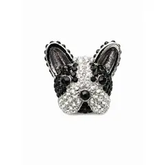 GENERICO - Broche prendedor de perro en blanco y negro hecho con cristales