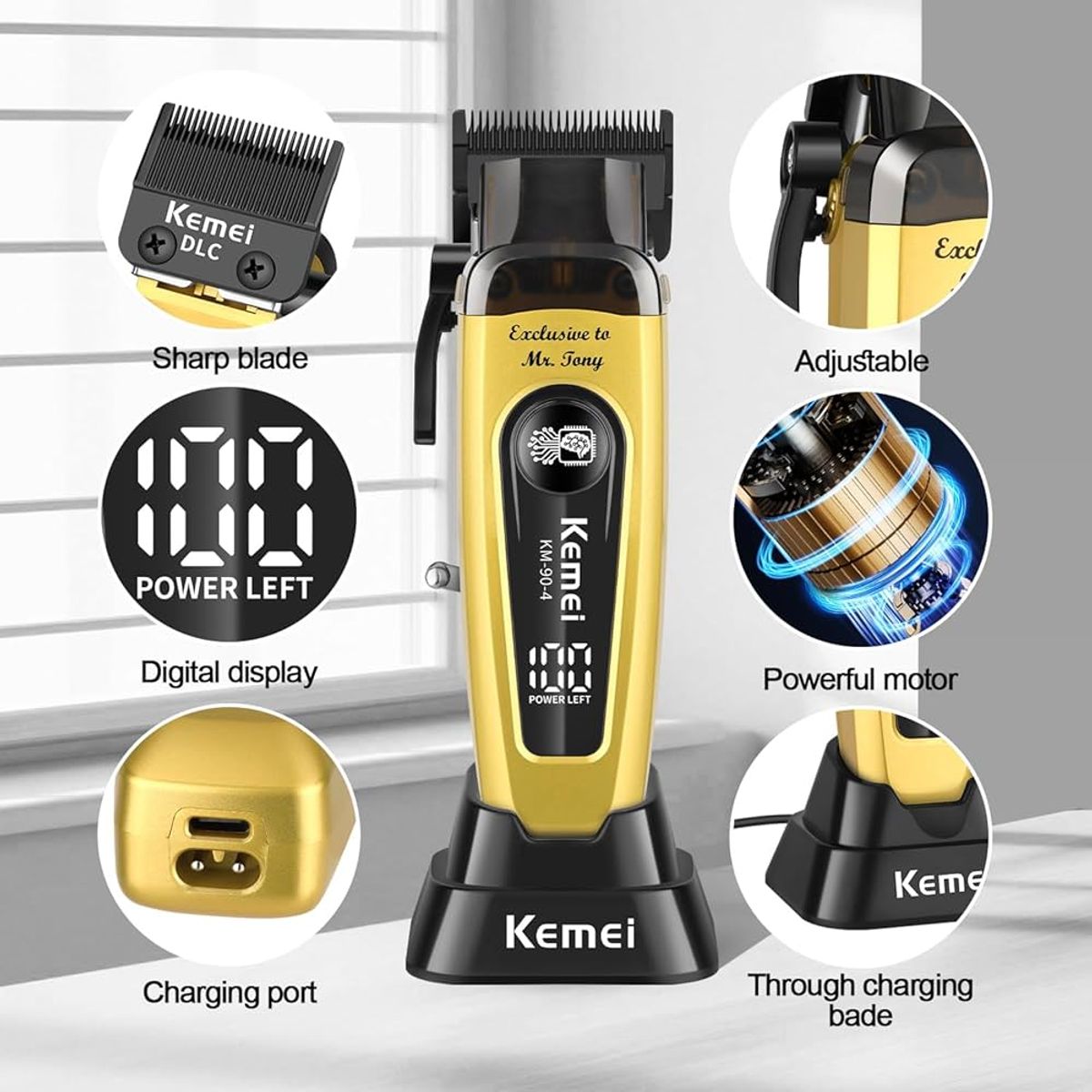 KEMEI - Kemei Clipper Km-90-4 11,500 Rpm Dlc Blade Color Dorado