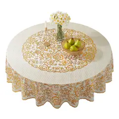 GENERICO - Mantel Para Mesa Redonda De Sin Lavado A Prueba De Aceite Color Dorado Lisa BELUG