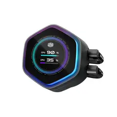 COOLER MASTER - Refrigeración Líquida MasterLiquid Atmos II 240mm, 2 Ventiladores, LCD, Negro