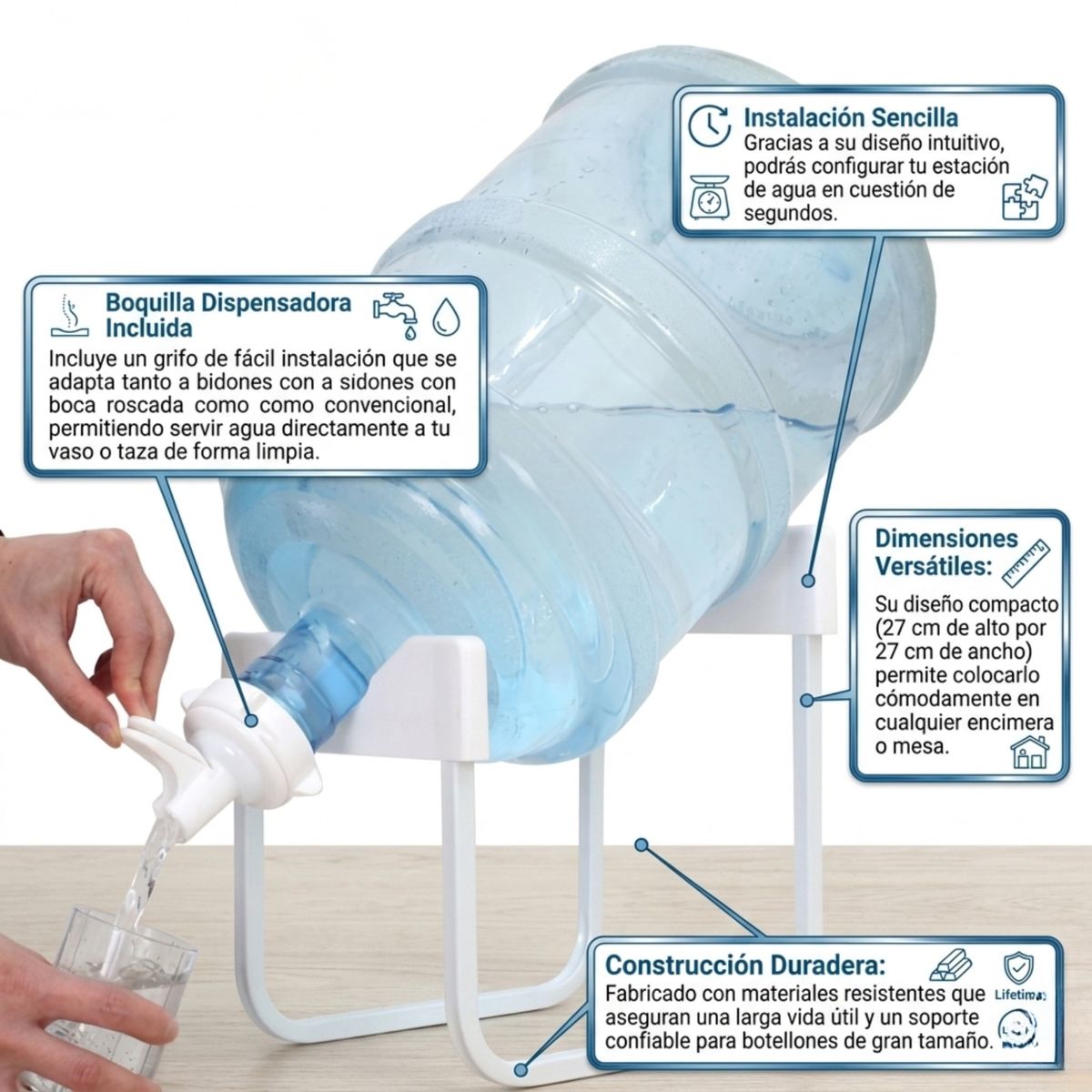 GENERICO - Soporte Metálico Para Bidón De Agua Con Boquilla Dispensado