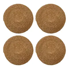 GENERICO - Set 4 Individuales Fibras Naturales Ubud De Ø35cms Color Fibra Natural Tramado BELUG
