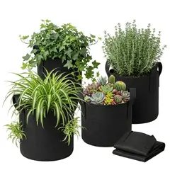 GENERICO - Pack 5 Macetas Redondas Geotextil 7, 13 y 18 Litros.