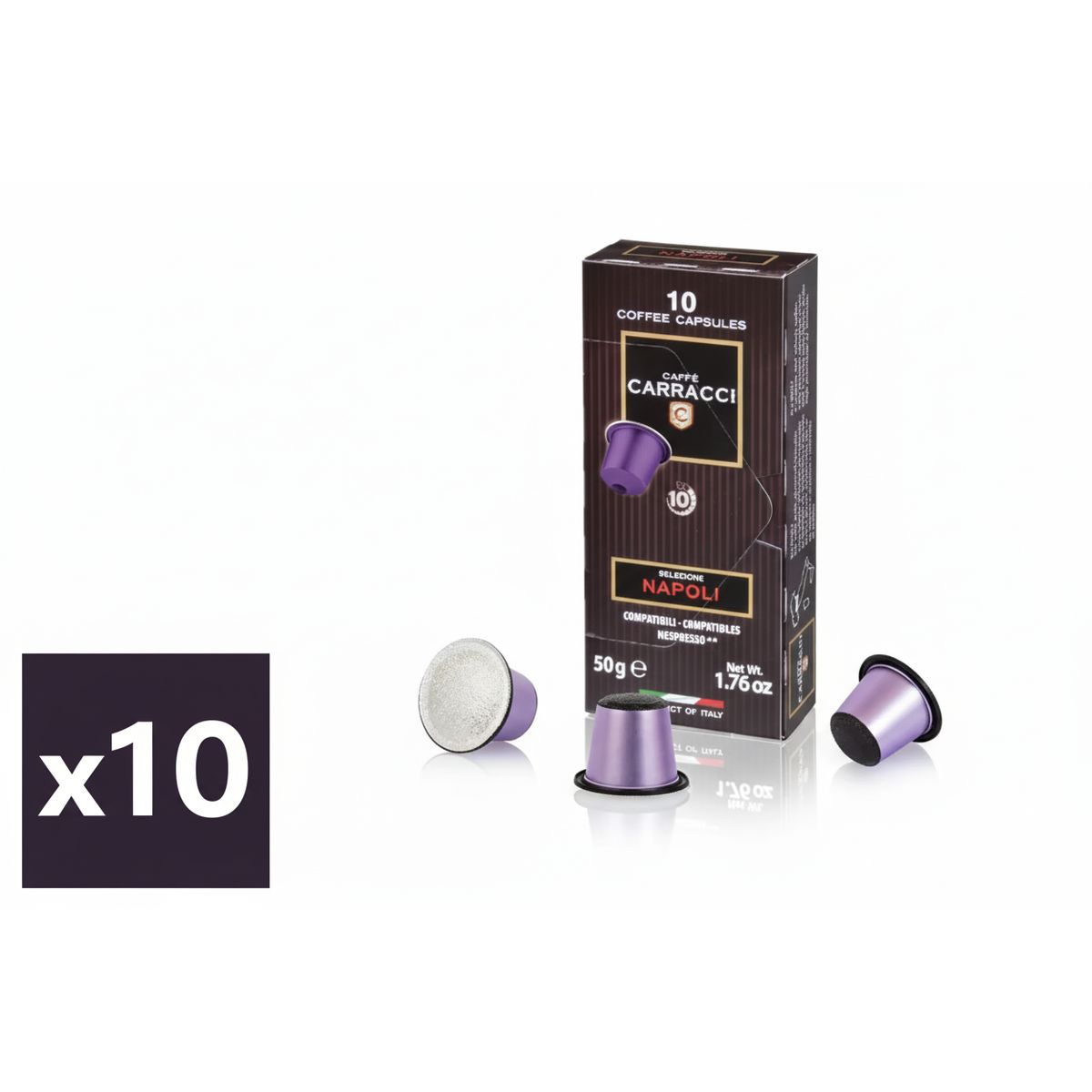 CARRACCI - Cápsulas de Café Napoli para Nespresso Carracci 10x10x50g Kiosclub