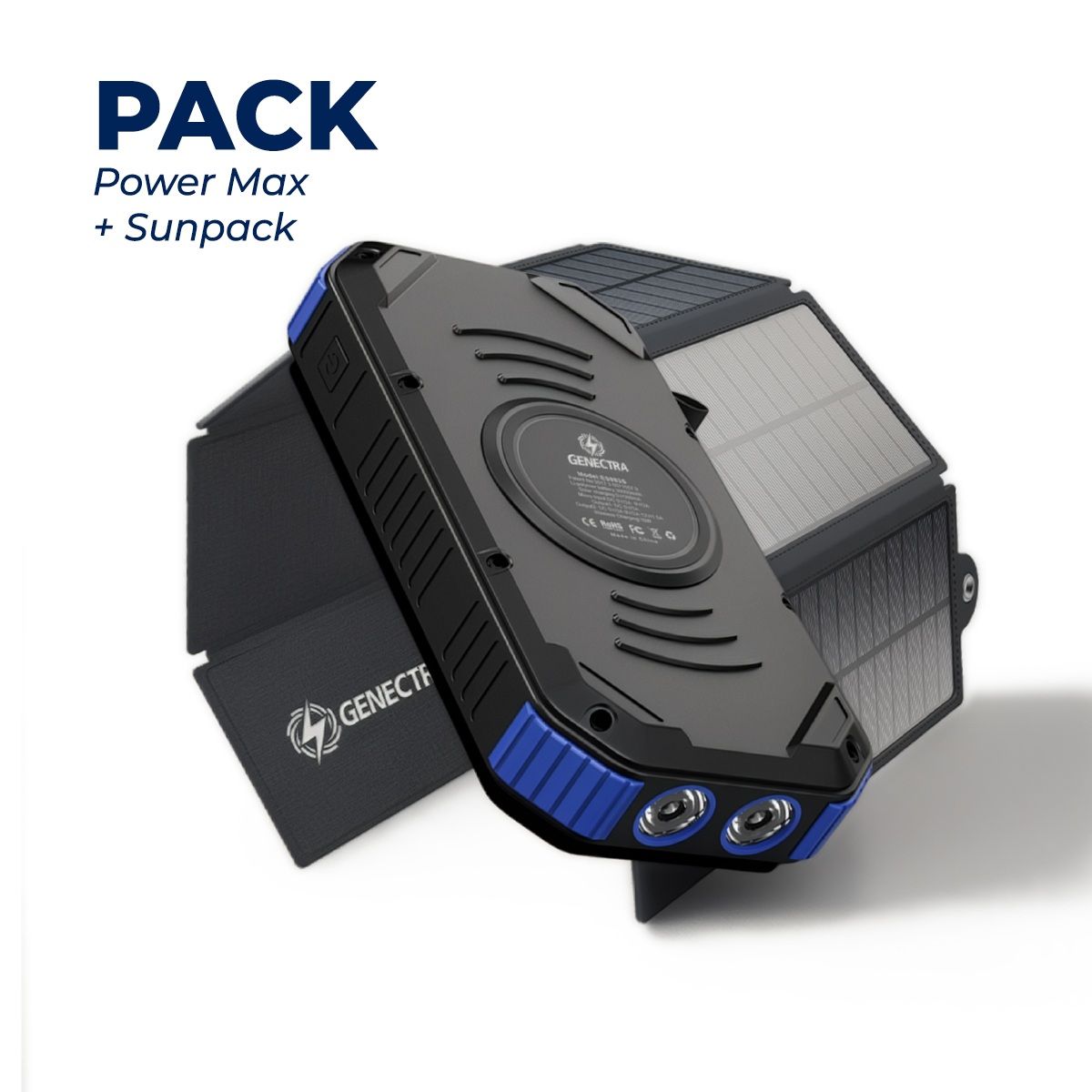 GENECTRA - Pack Cargador Power Bank 30.000mah Panel Solar 10w