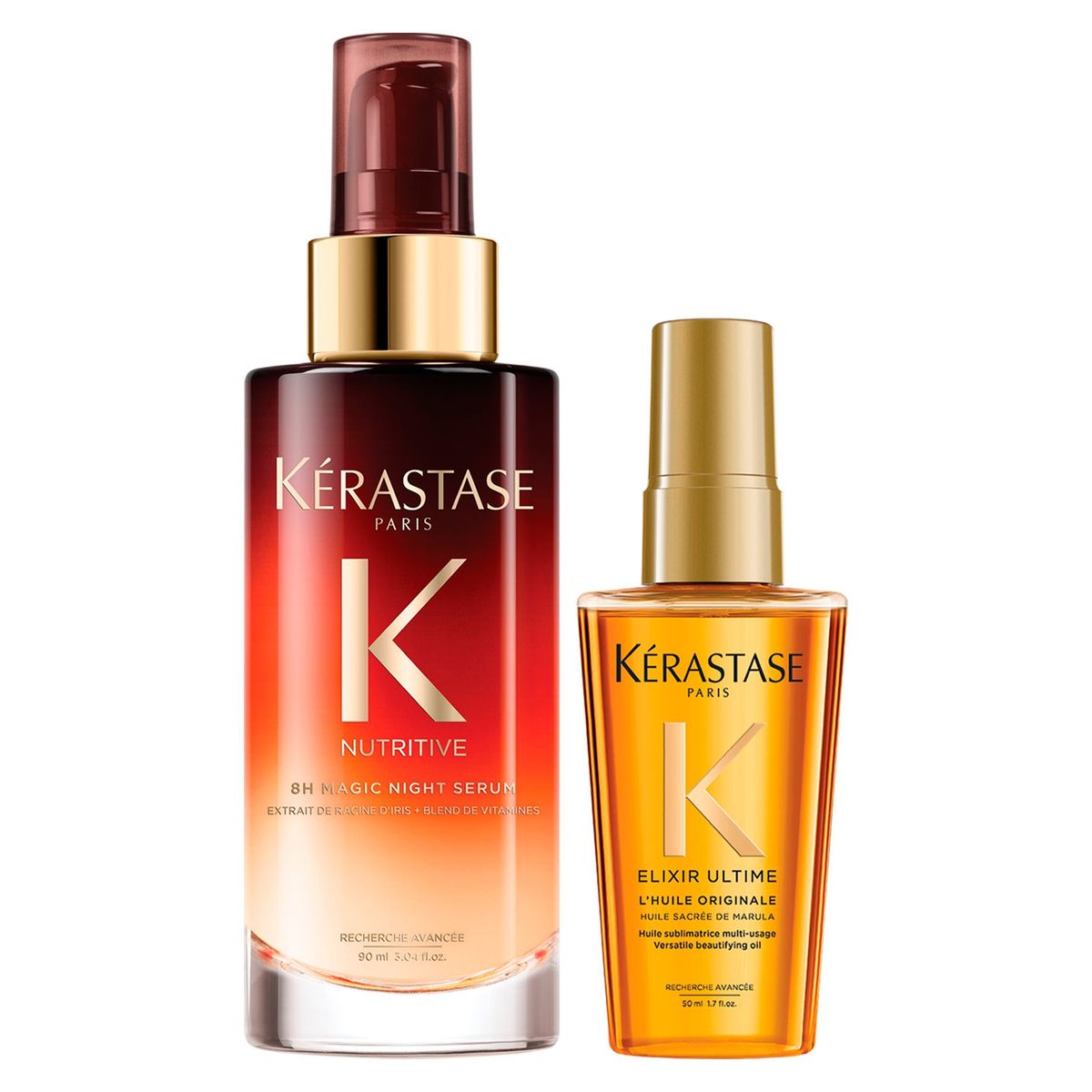 KERASTASE - Set Hidratación para Cabello Seco 8H Magic Night Serum Nutritive 90 ml + Aceite L'Huile Originale Elixir Ultime 50 ml