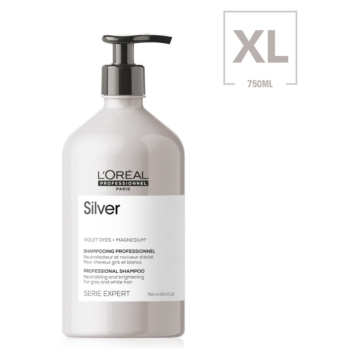 LOREAL PROFESSIONNEL - Shampoo XL Violeta Matizador Unisex Rubios-Grises Silver Serie Expert 750 ml  Loreal Professionnel