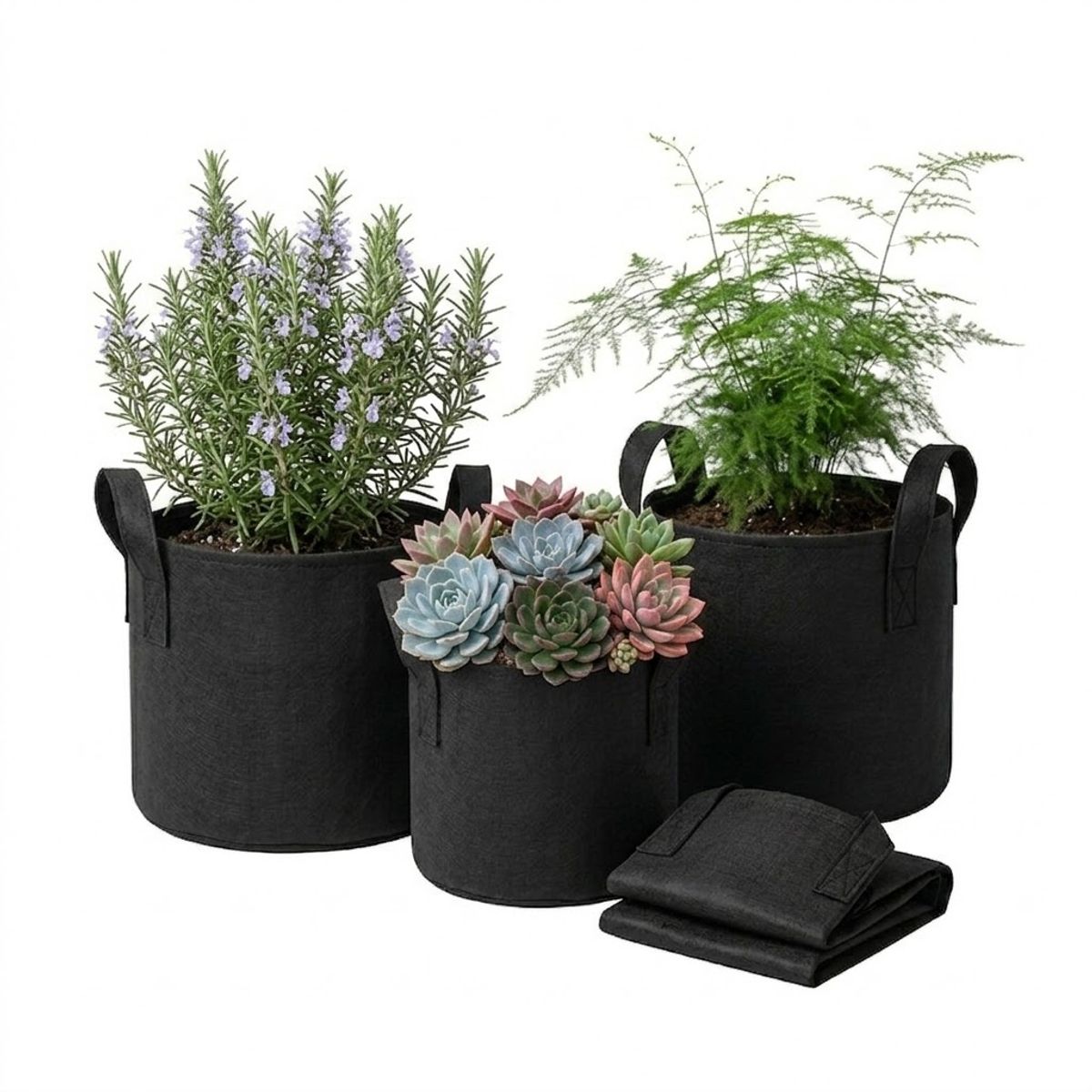 GENERICO - Pack 10 Macetas Redondas Geotextil 13, 18, 21, 27, 38, 50 y 100 Litros