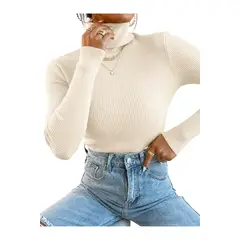 LOOK SHOP - Sweater Beatle Lana Mujer Cuello Alto Doble Otoño Invierno T50