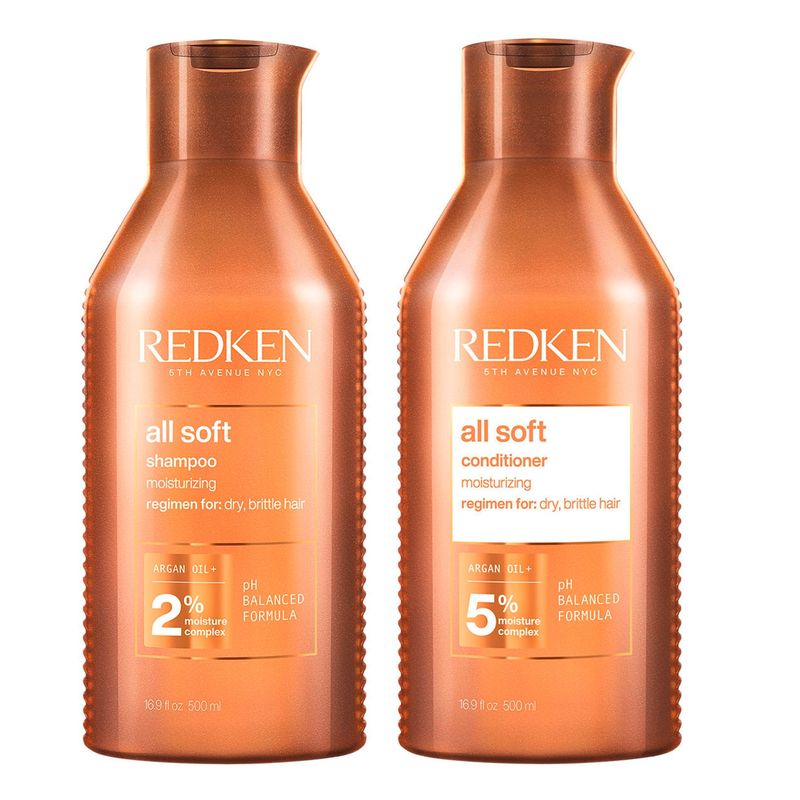 REDKEN - Tratamiento Capilar Hidratación Cabello Seco All Soft Shampoo 500Ml + Acondicionador 500Ml Redken