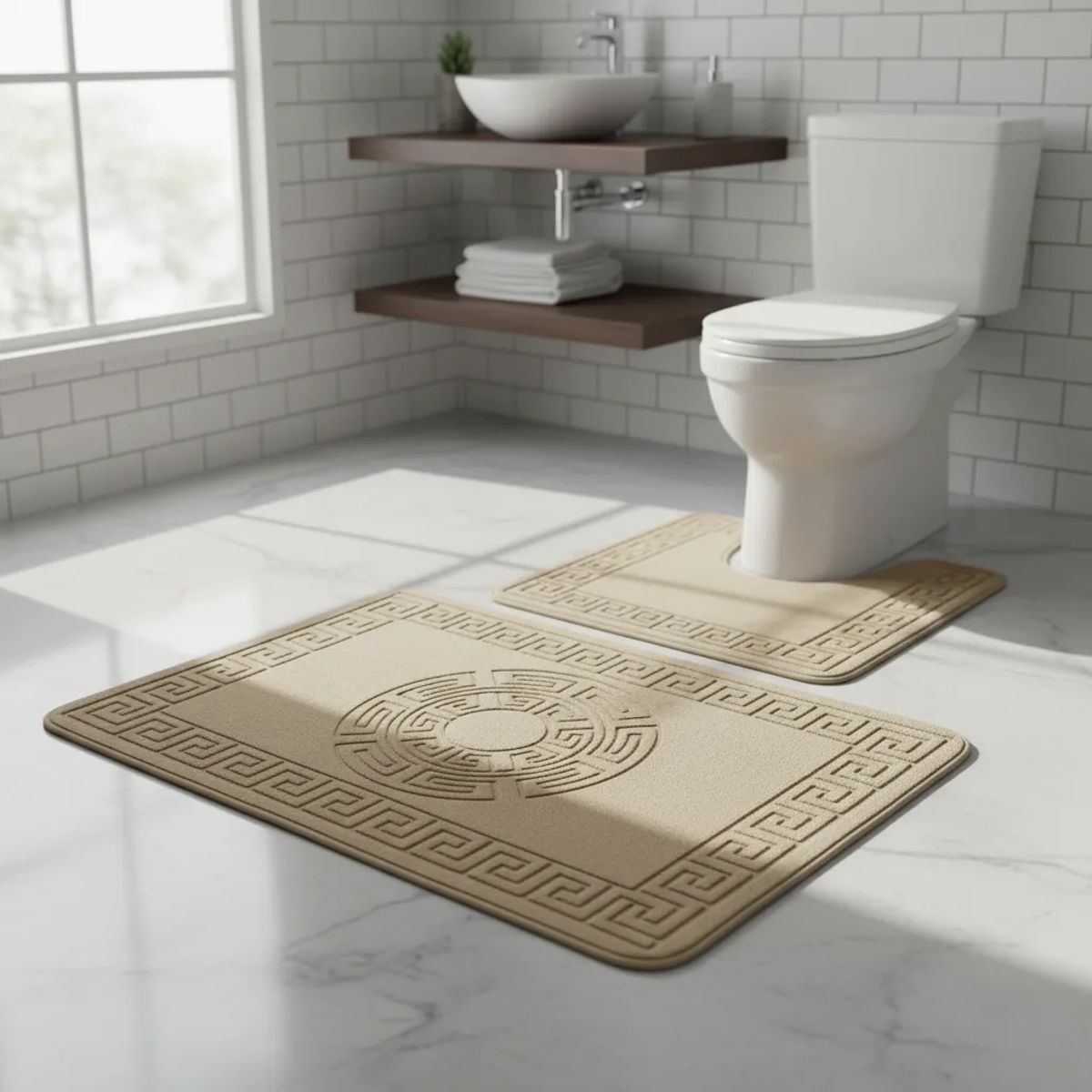 GENERICO - Set 2 Piezas Alfombra Baño Antideslizante 50x80cm