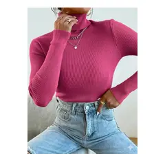 LOOK SHOP - Sweater Beatle Lana Mujer Cuello Alto Doble Otoño Invierno T50