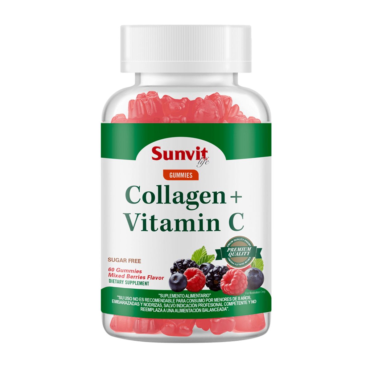 SUNVIT - GOMITAS COLÁGENO Y VITAMINA C MIX BERRIES 60 GOMITAS