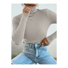 LOOK SHOP - Sweater Beatle Lana Mujer Cuello Alto Doble Otoño Invierno T50