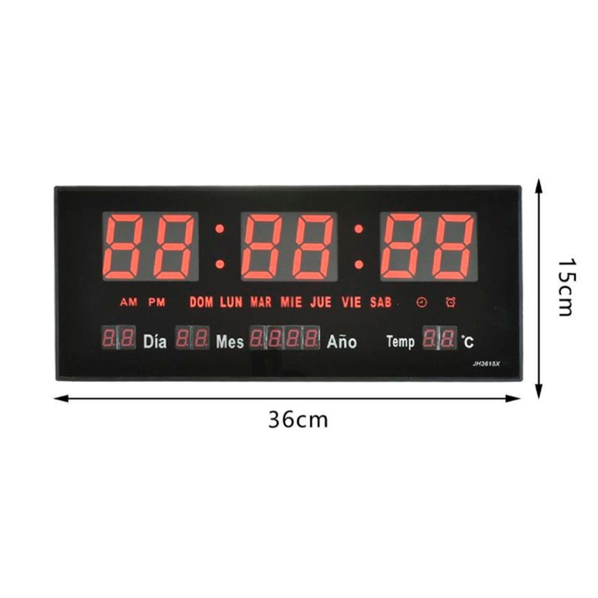 GENERICO - Reloj Digital Rectangular De Pared Pantalla Led Alta Visibilidad