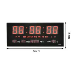 GENERICO - Reloj Digital Rectangular De Pared Pantalla Led Alta Visibilidad