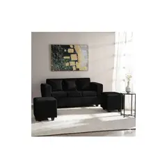 GENERICO - Living Kansas 3 cuerpos + 2 Pouf Felpa