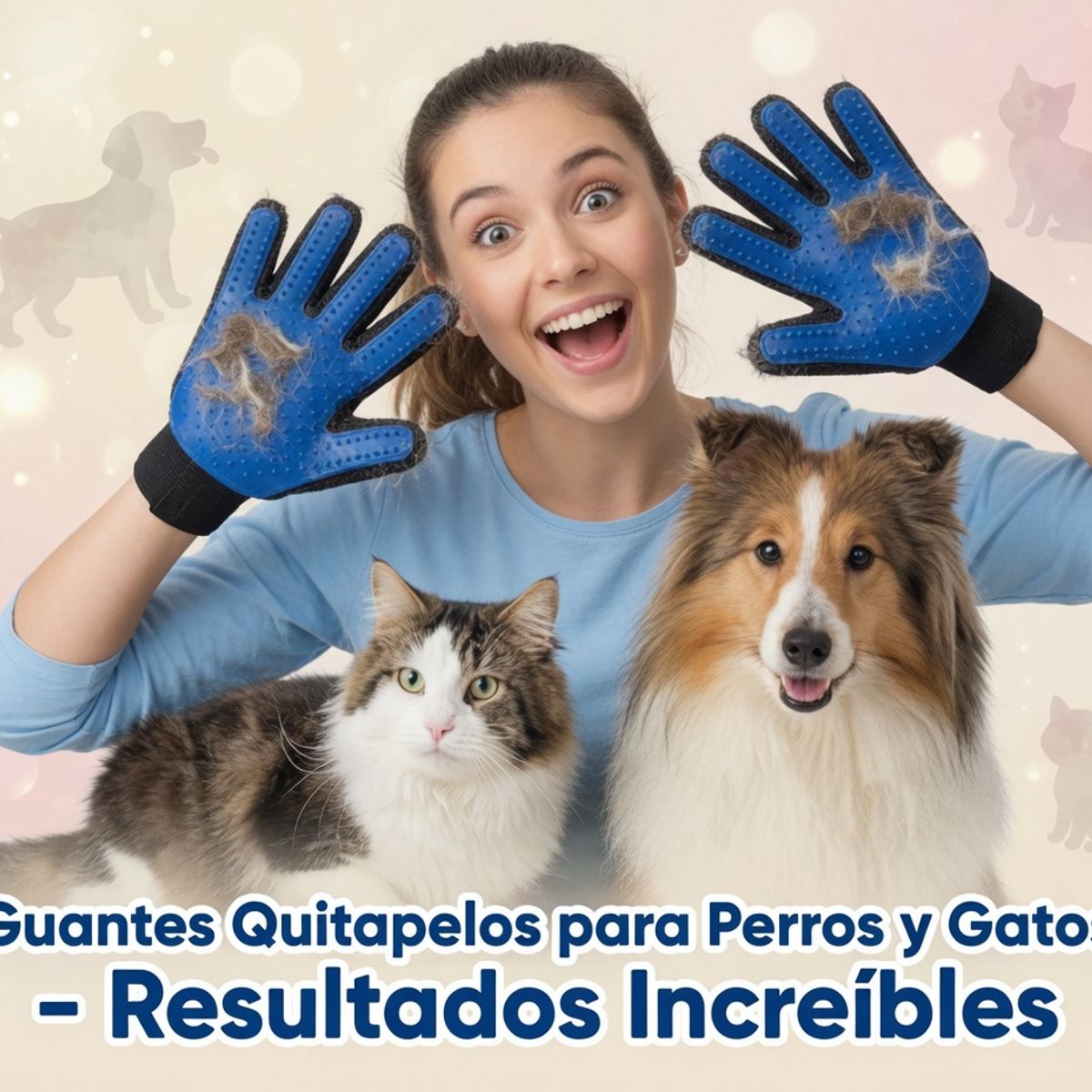 MOVI - 2 Guantes Quitapelos para Mascota - Removedor de Pelo de Perros y Gatos
