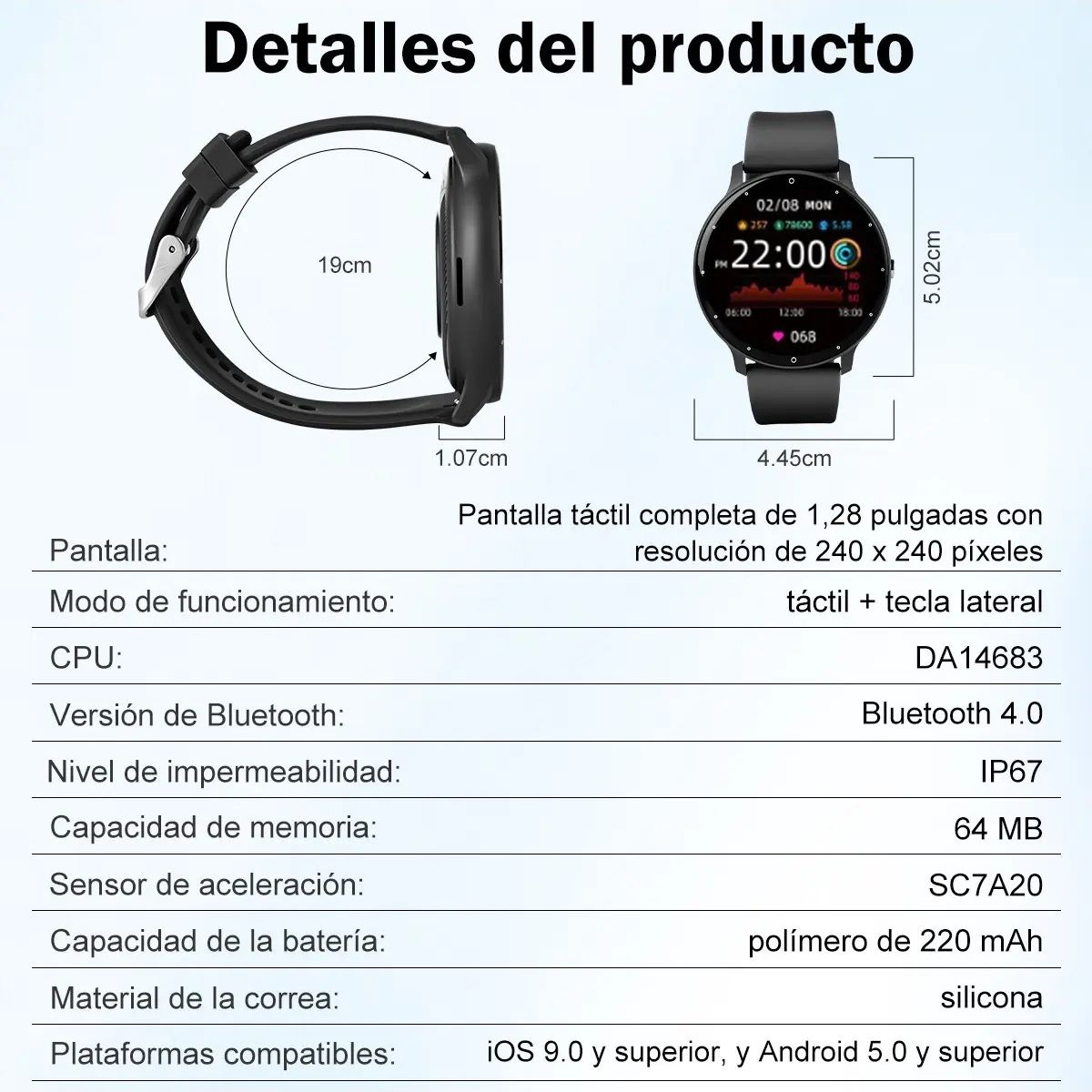 GENERICO - Smartwatch Bluetooth Zl02d Correa Deportiva Silicona Ip67 Labg