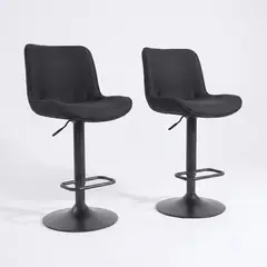 VENHOOUSE - Pack 2 Sillas Piso Bar Taburete Altura Regulable Dorik Negra