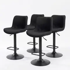 VENHOOUSE - Pack 4 Sillas Piso Bar Taburete Altura Regulable Dorik Negra
