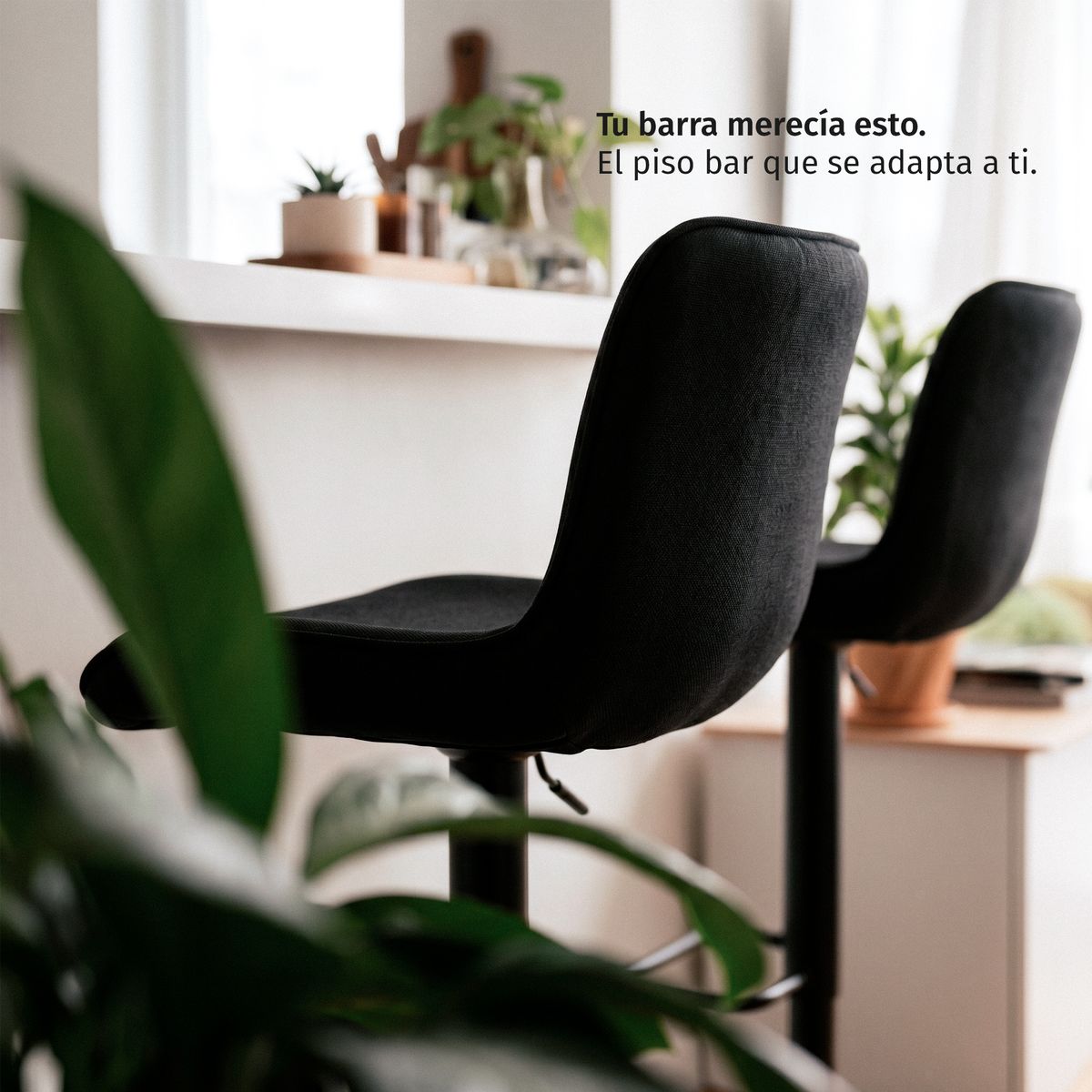 VENHOOUSE - Pack 4 Taburetes Pisos Sillas Bar Acolchados Regulables Dorik Negro