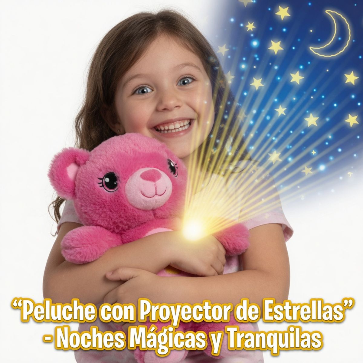 MOVI - Peluche de Apego con Música y Proyección de Estrellas Juguete Calmante para Bebés y Niños