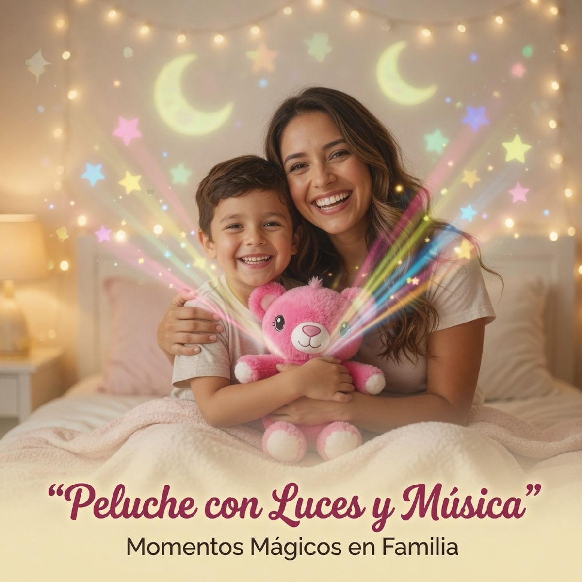 MOVI - Juguete Calmante para Bebés y Niños Peluche de Apego con Música y Proyección de Estrellas
