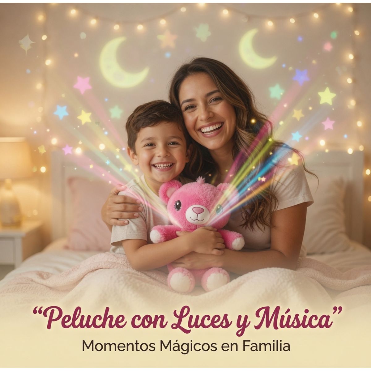 MOVI - Juguete Calmante para Bebés y Niños Peluche de Apego con Música y Proyección de Estrellas
