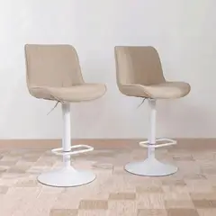 VENHOOUSE - Pack 2 Sillas Piso Bar Taburete Altura Regulable Dorik Blancas