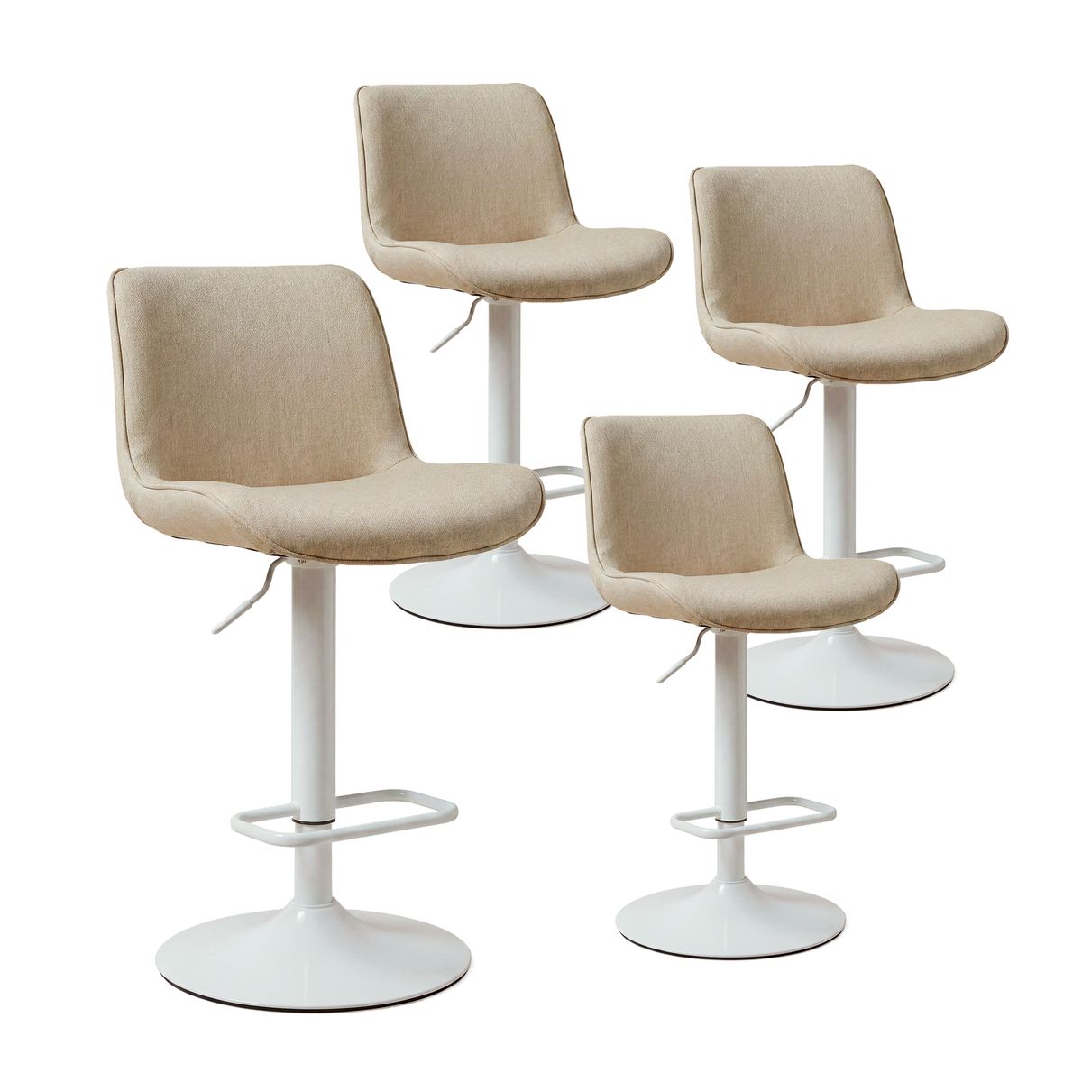 VENHOOUSE - Pack 2 Taburetes Pisos Sillas Bar Acolchados Regulables Dorik Beige Arena