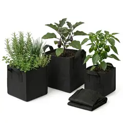 GENERICO - Pack 10 Macetas Cuadradas Geotextil 3, 5, 7, 13, 25 y 50 Litros