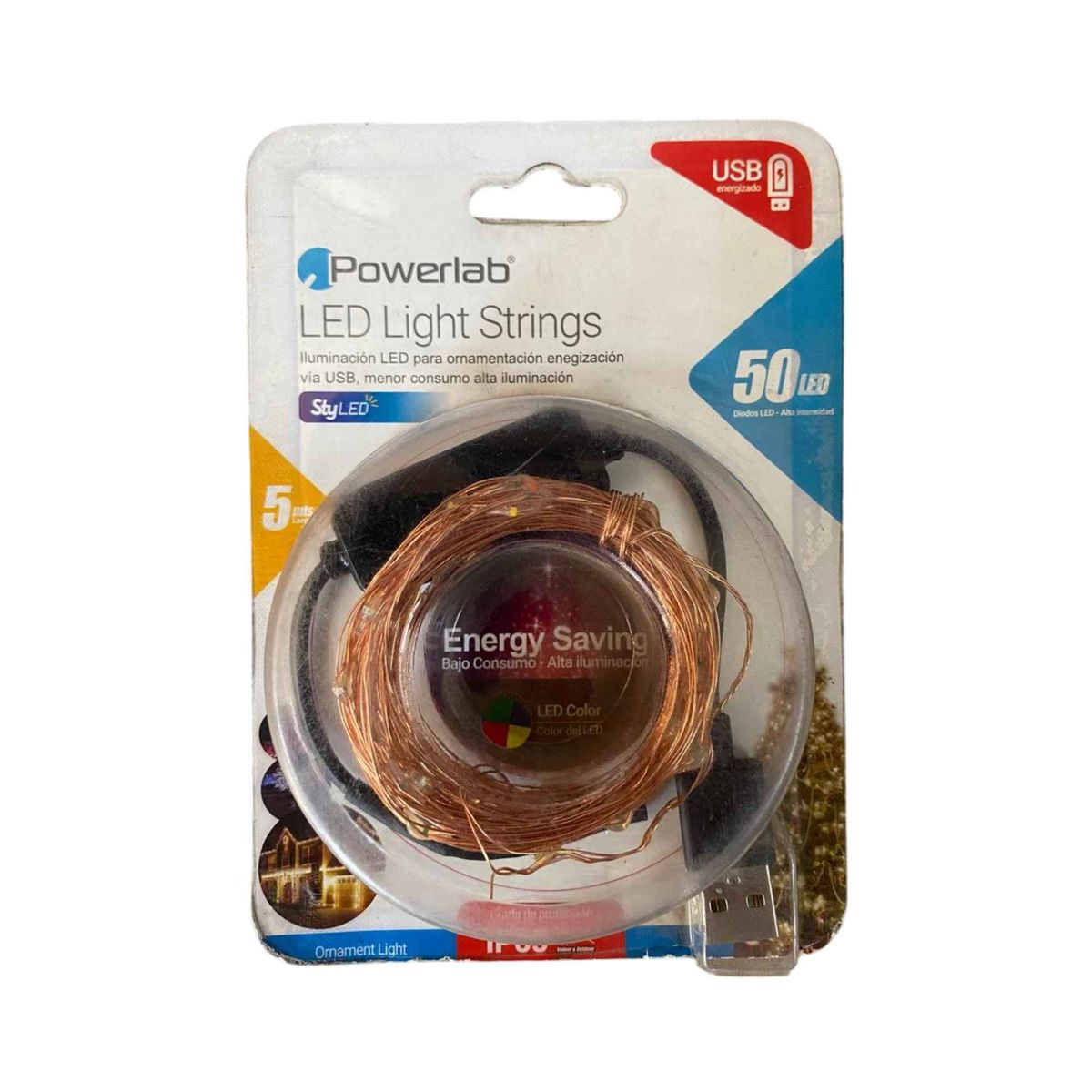 MLAB - Powerlab LED Light Strings 50 Luces – Guirnalda USB 5 m