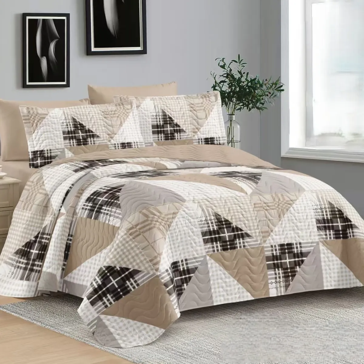 GENERICO - COBERTOR QUILT DE VERANO 1.5 PLAZAS CON HERMOSO DISEÑO