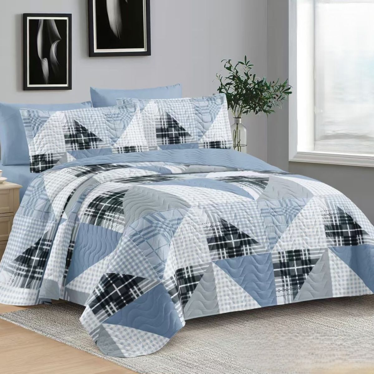 GENERICO - COBERTOR QUILT DE VERANO 1.5 PLAZAS CON HERMOSO DISEÑO