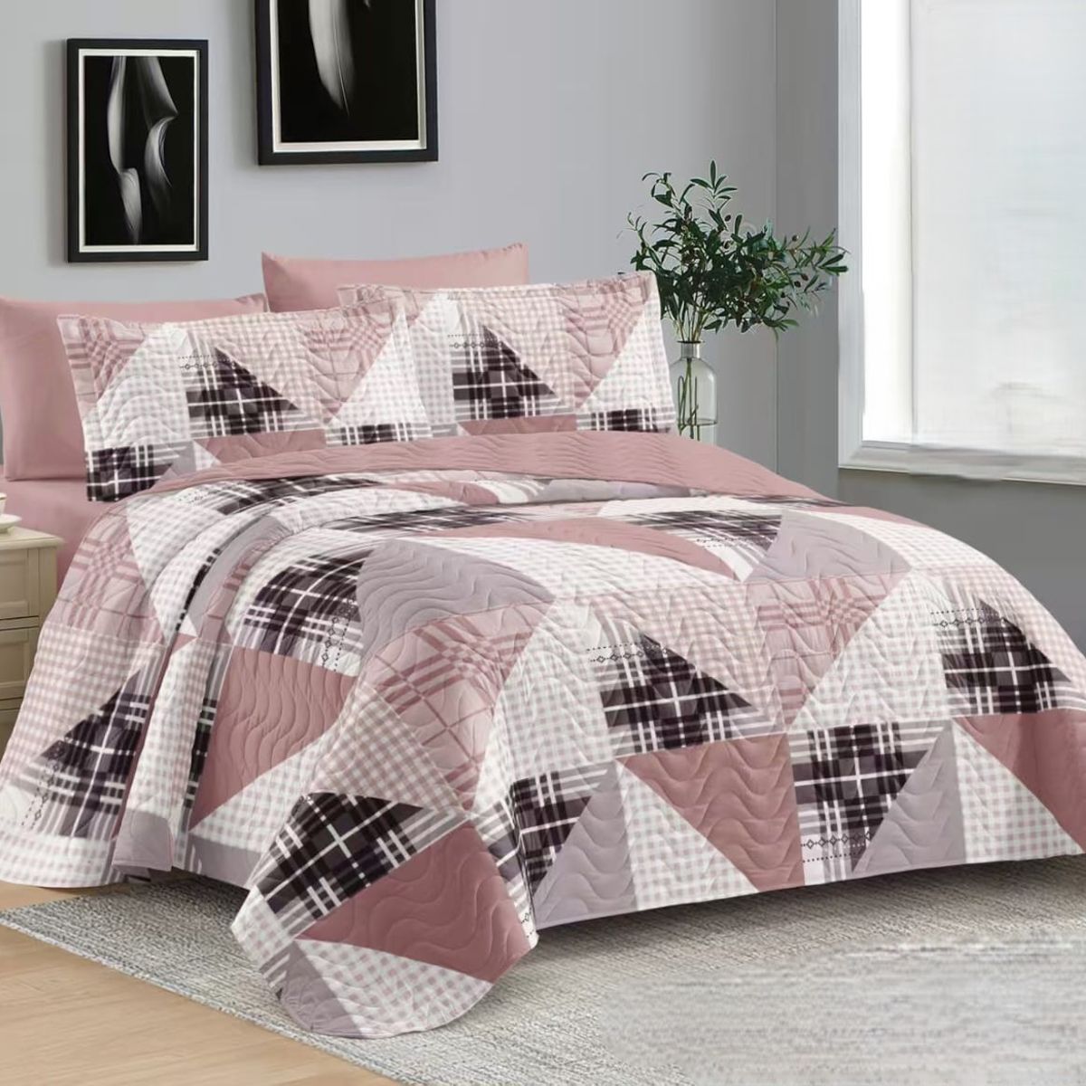 GENERICO - COBERTOR QUILT DE VERANO 1.5 PLAZAS CON HERMOSO DISEÑO
