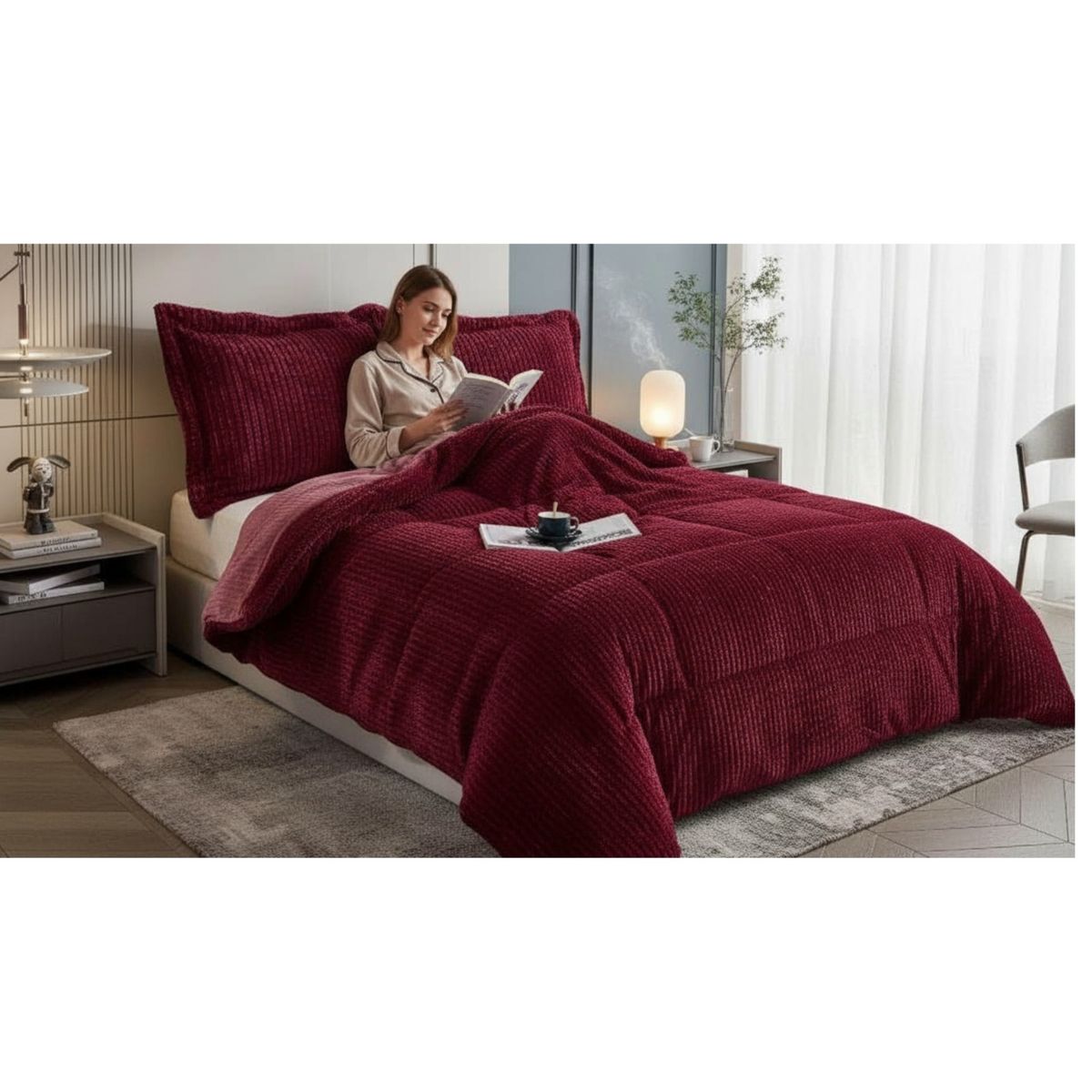GENERICO - Cobertor Plumon Con Chiporro De 2 Plazas + 2 Fundas 230x250cm 100% POLIESTER