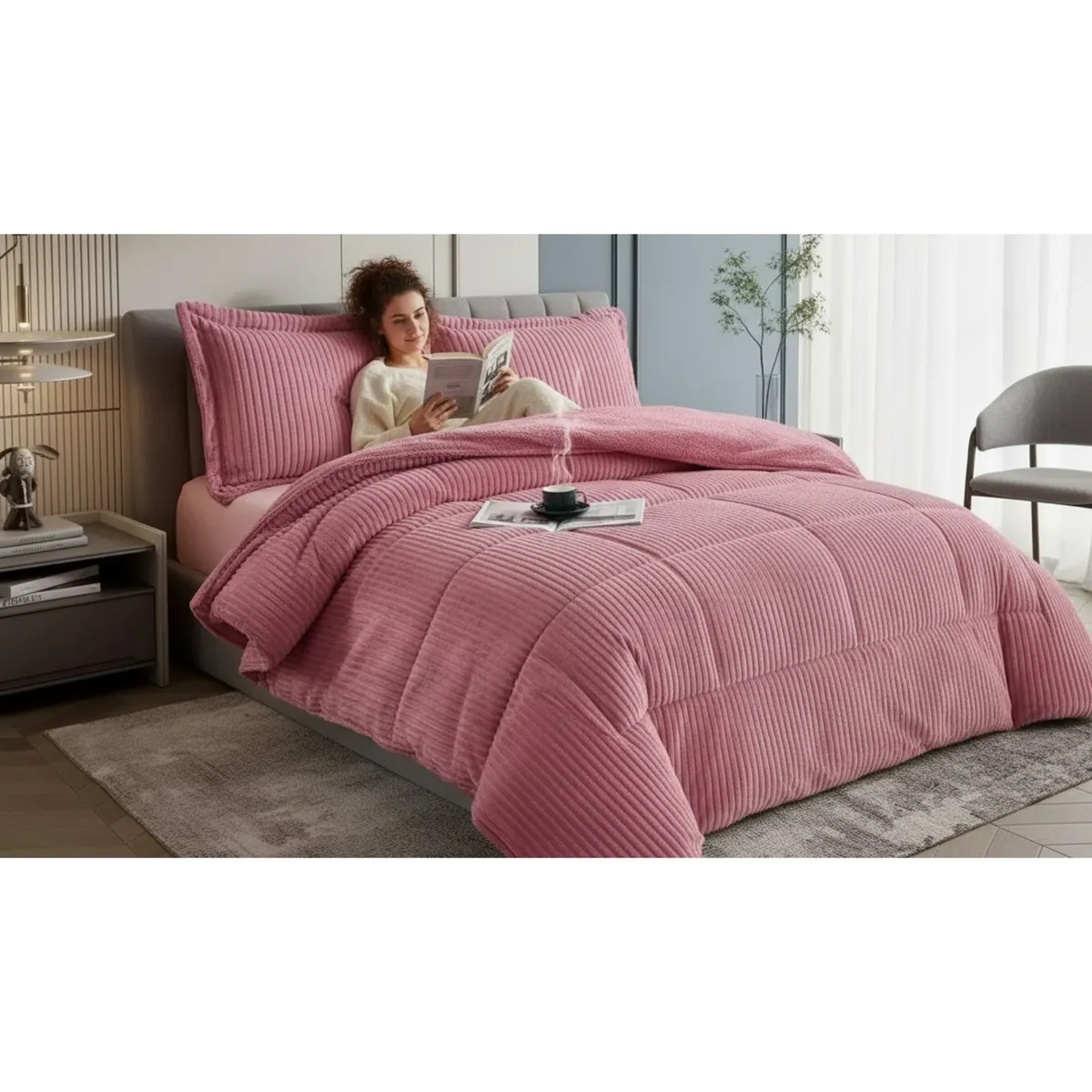 GENERICO - Cobertor Plumon Con Chiporro De 2 Plazas + 2 Fundas 230x250cm 100% POLIESTER