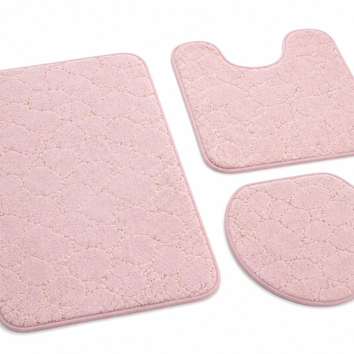 GENERICO - Set Alfombras de Baño 3 Piezas Diseño Mármol Antideslizante Color Rosado