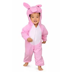 GENERICO - Disfraz Cerdito Rosado Infantil Plush con Capucha