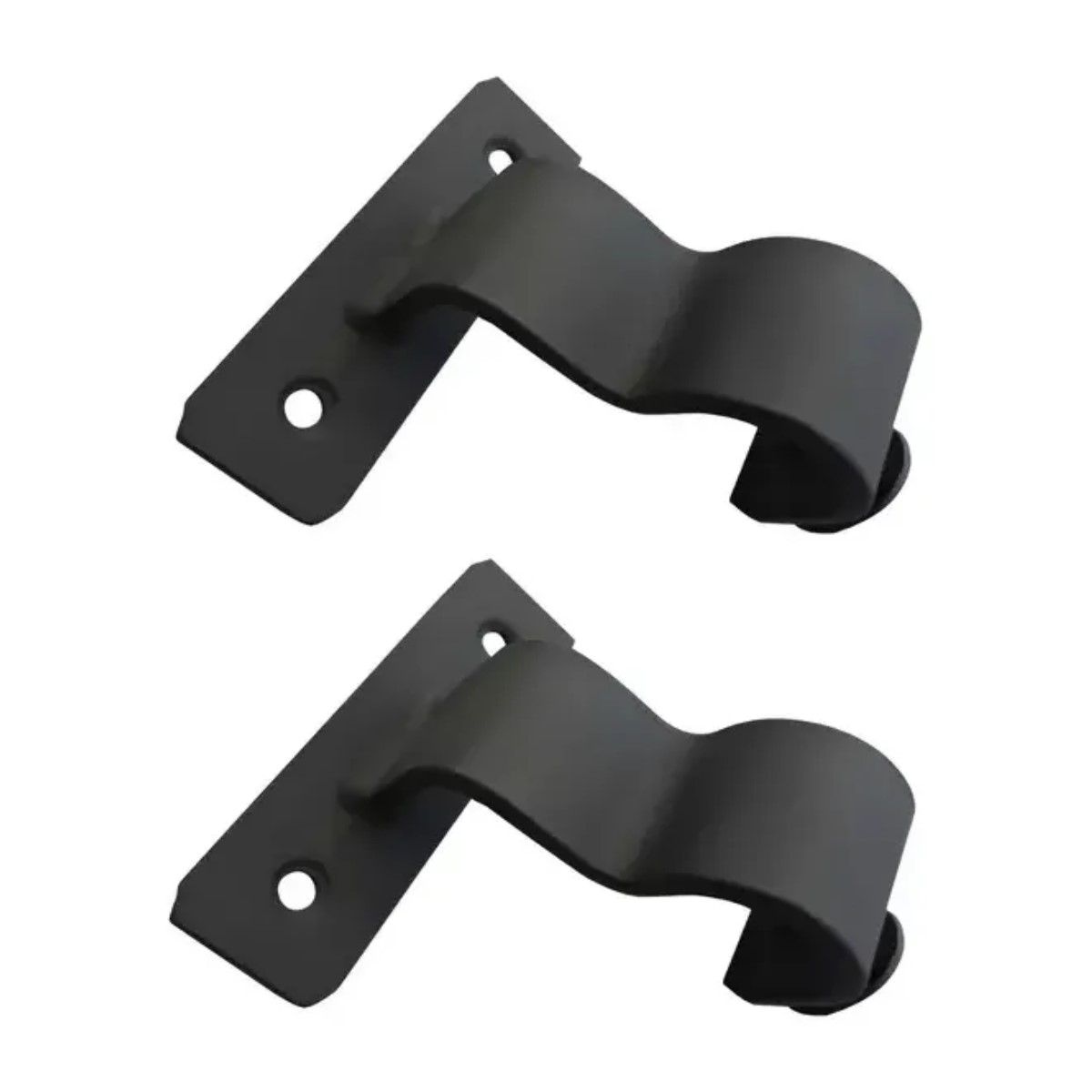 GENERICO - 2 Soportes Simples Metal Para Barra Cortina Techo Cielo 19mm Negro BELUG