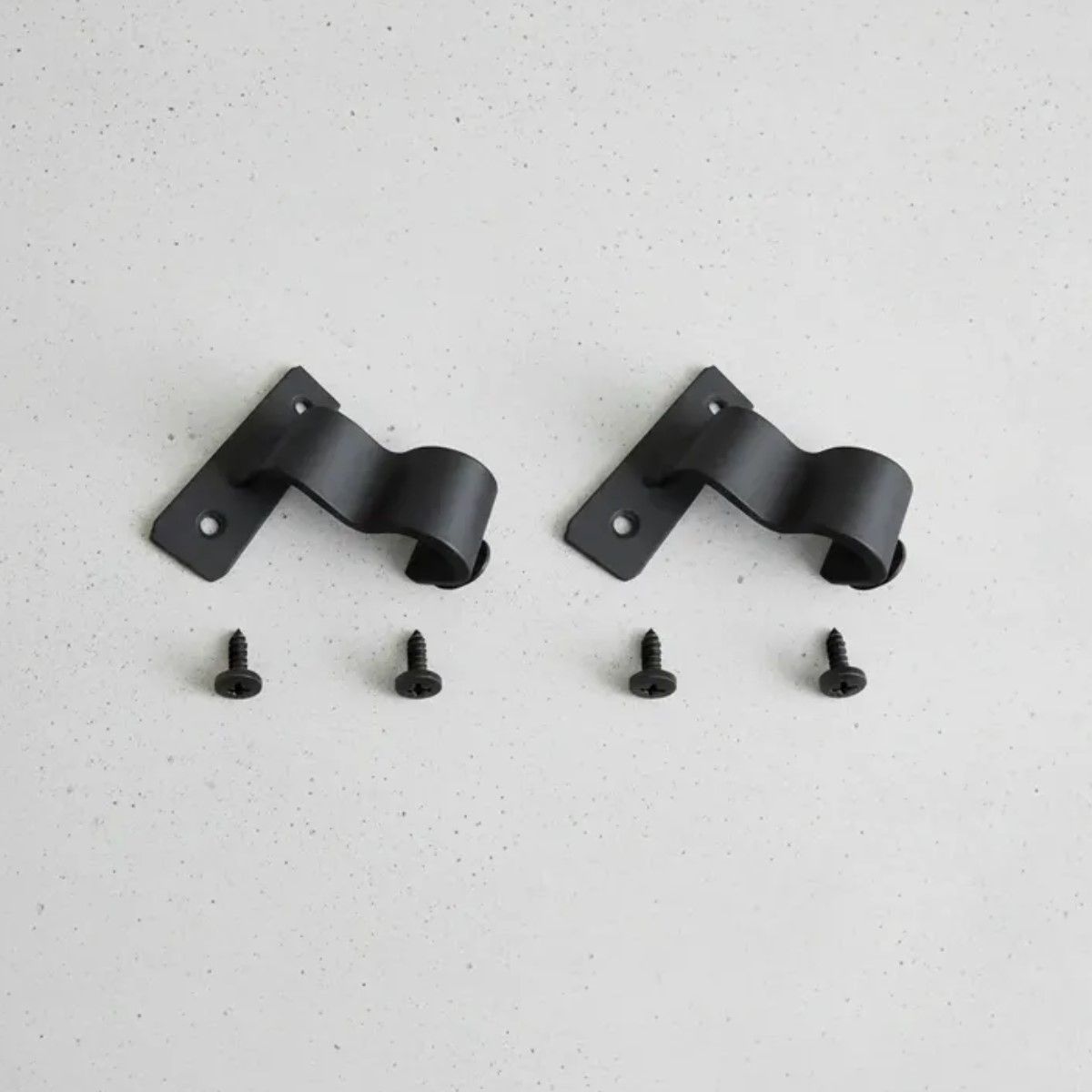 GENERICO - 2 Soportes Simples Metal Para Barra Cortina Techo Cielo 19mm Negro BELUG