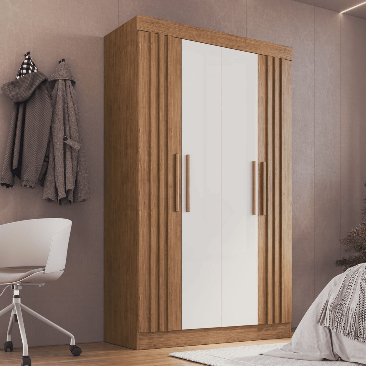 EXIT - Closet Verona 4 Puertas Ripado  Correderas Telescópica 200x120x47