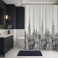 PALERMO - Cortina Ducha Baño Diseños Impermeable Con Imanes 180x180cm